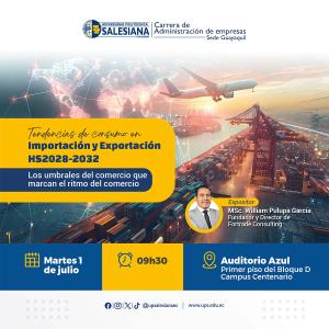 Afiche del evento: Tendencias de consumo en importación y exportación HS2028-2032